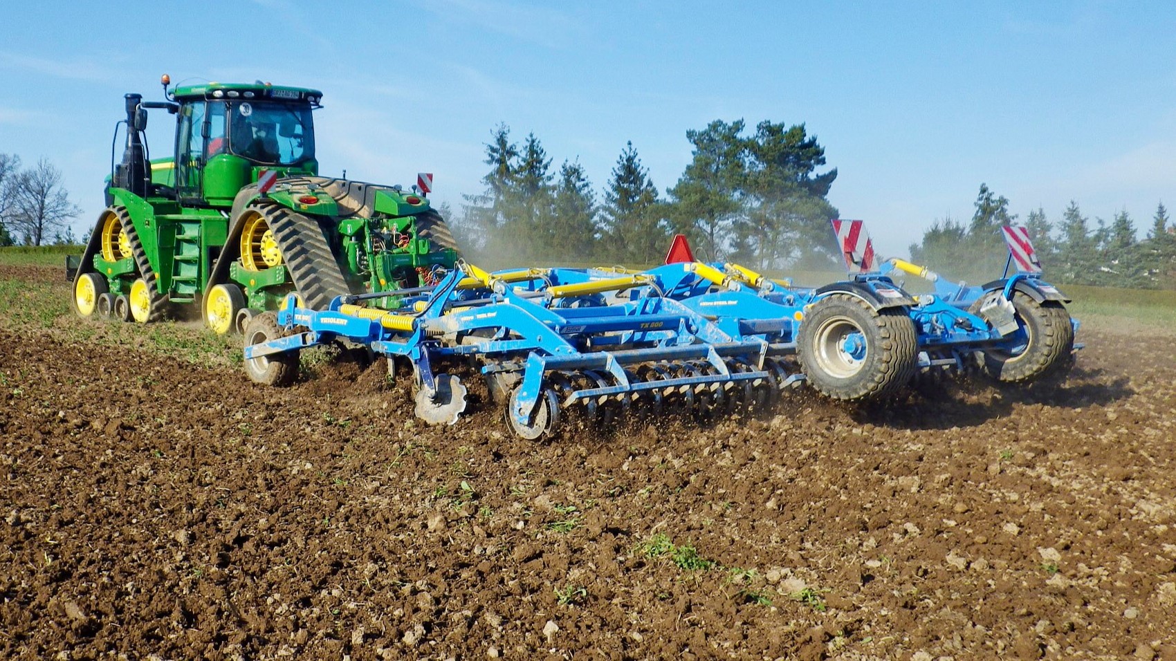Modern tractor in field