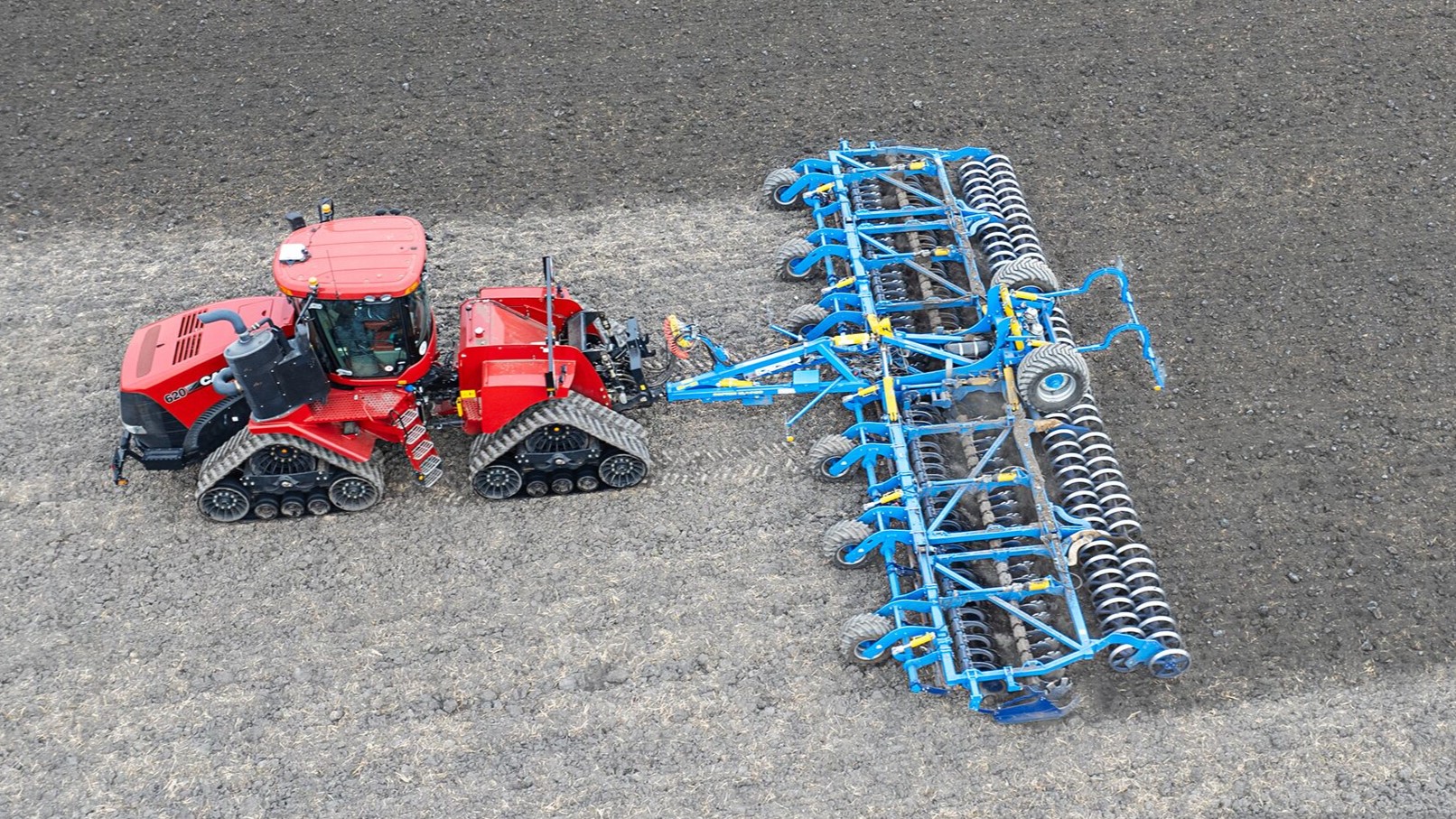 Modern tractor in field