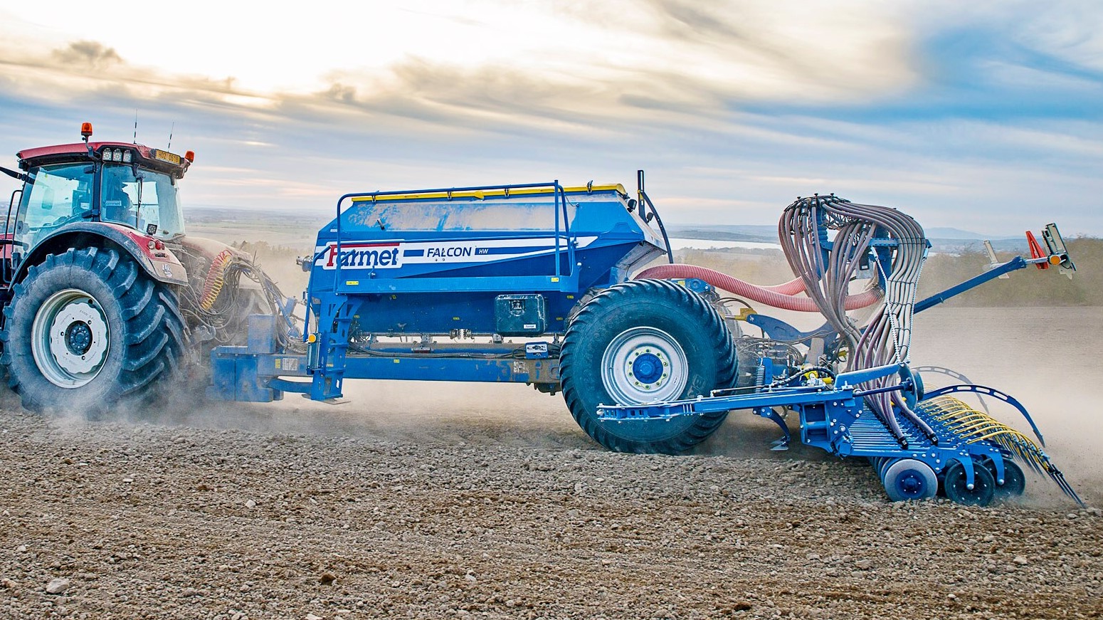 Modern tractor in field
