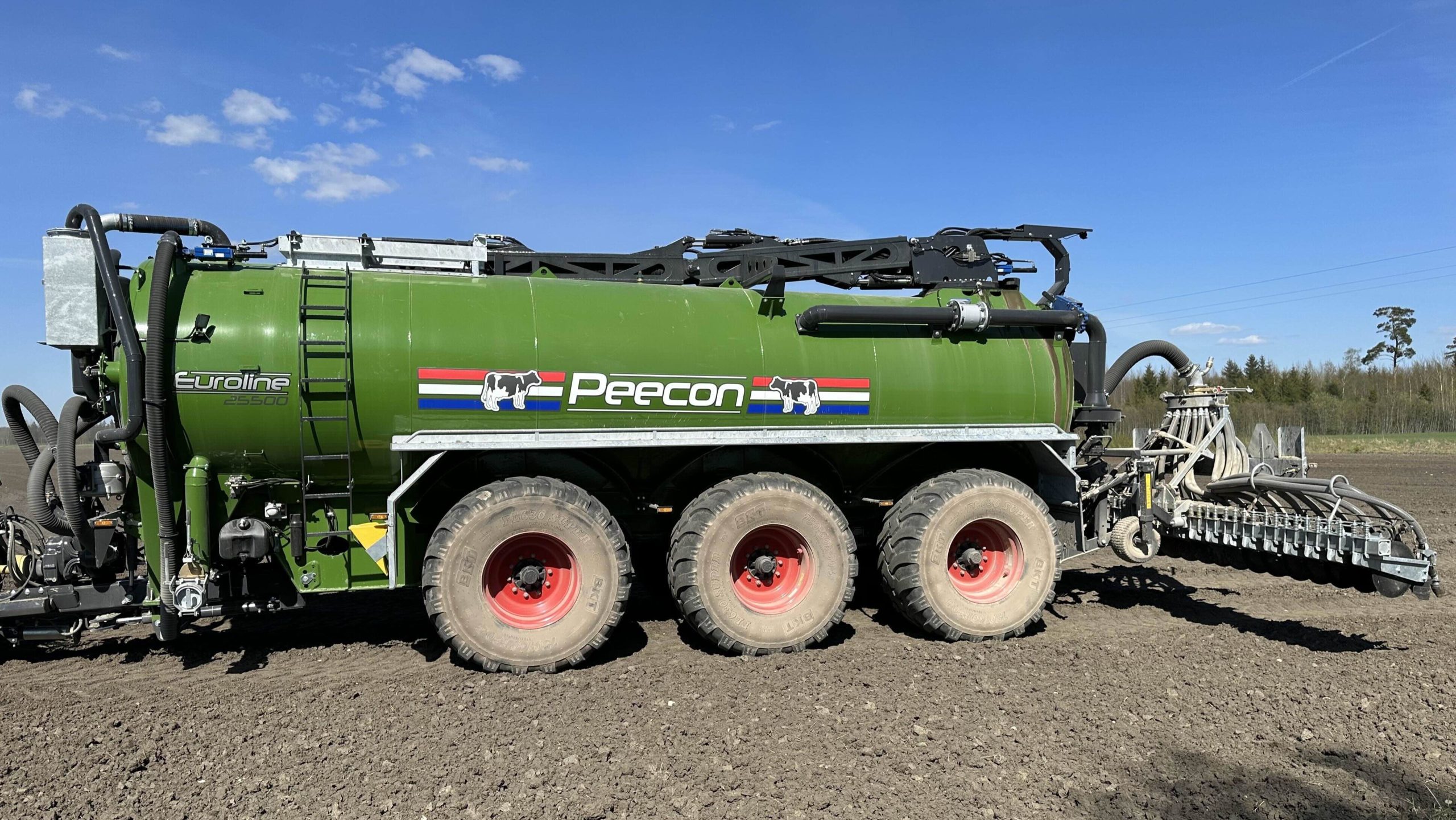 Modern tractor in field